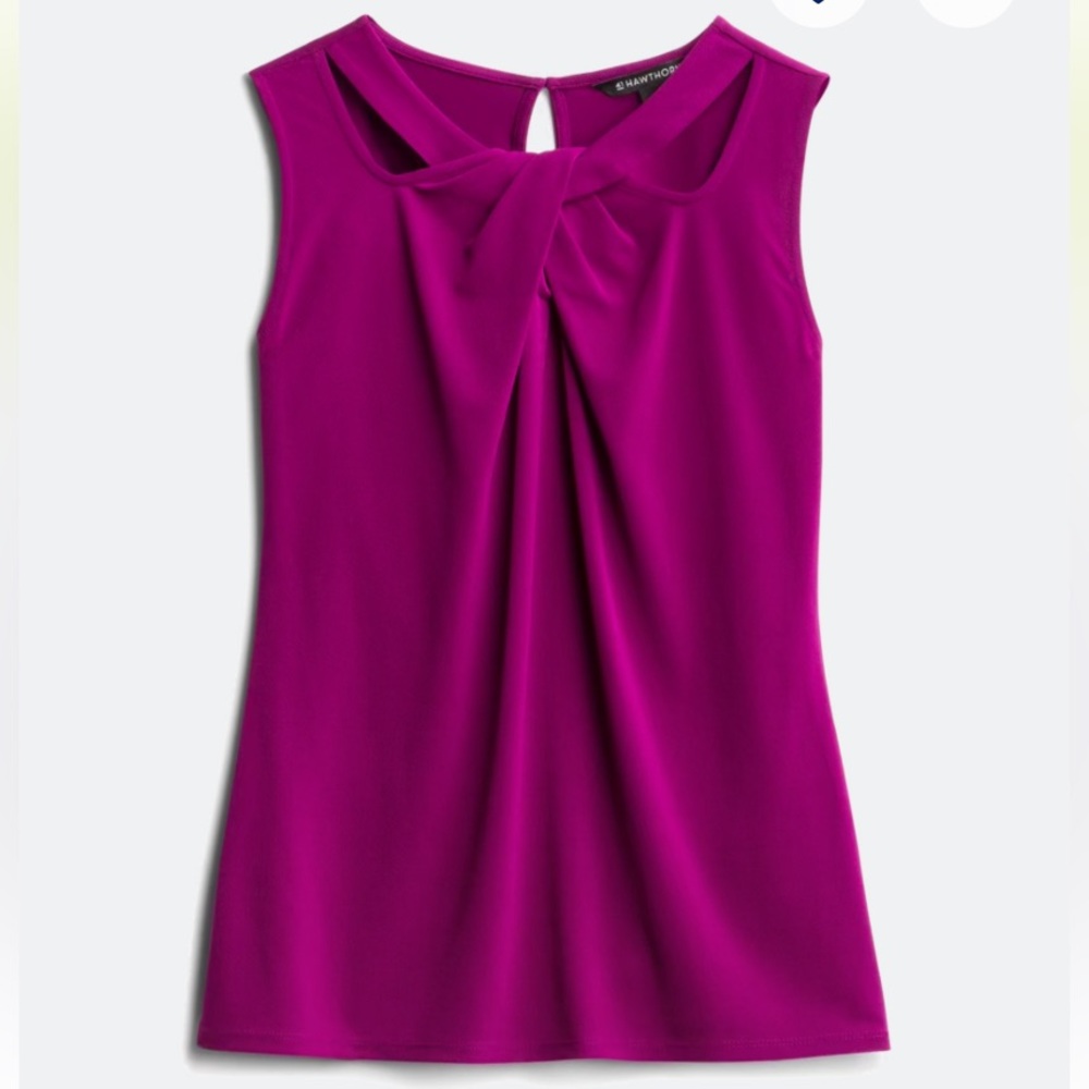 41 Hawthorn Jaslinda Twist Neckline Moss Crepe Solid Magenta Top M